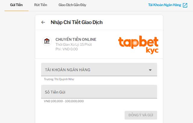 Chi tiết cách nạp tiền vào TAPTAP qua chuyển tiền online