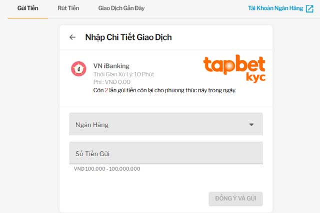 Nạp tiền TAPTAP qua VN iBanking – Xử lý nhanh trong vài phút